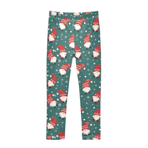 senya Girls Printed Leggings Yoga Pants Gnomes Wearing A Red Hat Pattern for Kids in 4t to 10 Years, 4T