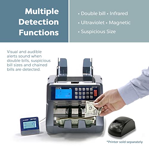Image of AccuBANKER AB7100 Mixed Bill Value Counter, Bank Grade Mixed Denomination Cash Money Counter Machine, 5-Point Counterfeit Detector, Count Add, Holds 500 Bills Count 1200 Bills /Min