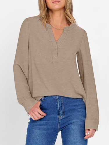 ANRABESS Women's Long Sleeve Shirts 2025 Fall Henley Business Dressy Casual Tops V Neck Button Down T-Shirts Work Blouses4