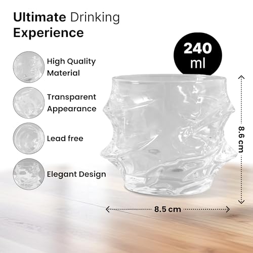 Image of UMAI Whiskey Glasses Set of 2 (270ml Each) | Diwali Gift | Lead Free Neat Whiskey Glass | Heavy Bottom Drinking Glass | Crystal Glass Diwali Gift | Glass for Drinks | Cocktail Glasses