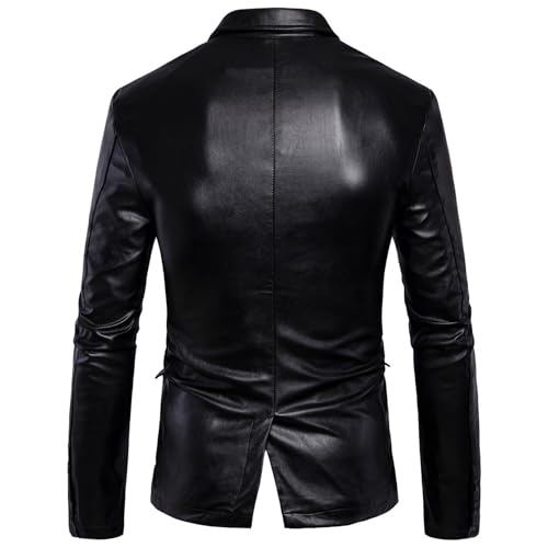 JEShifangjiusu Men's Lapel Faux Leather Blazer Business Casual Pu Blazers Jacket Stylish Soft Moto Sport Coat3