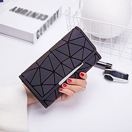 Mens Wallets Leather Wallet Women's Tri-fold Wallet Slim Thin Ladies Wallet Long Hand Purse Money Bag (Color : Variegated 2) (Variegated 3)3