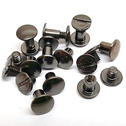 WedDecor Gunmetal 9x13mm Chicago Screw, Double Cap Rivet with Flat Head, Anti Resistant, Durable Brass for Arts Crafts, Leathercrafts, DIY Decoration, Handicrafts, 20pieces
