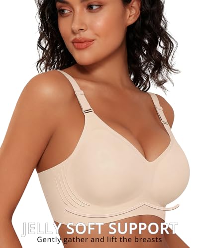 Image of Gailife Womens Jelly Comfortable Bras for Women No Underwire Supportive Bra | Wireless Bra Seamless Bralette Push Up,Soft Tshirt Bras,Mesh V /V Neck,U-back /X-back,Breathable Semi-fixed Pads,Bra Extender
