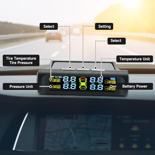 Yollky 231001GU0044 Tire Pressure Monitoring System Wireless Solar Power And Usb Charger Monitor, Colorful Lcd Display, Tpms thumb #1