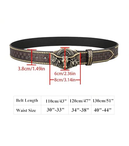 Western Cowboy Belt For Men Women Wide Waist Leather Belt With Vintage Buckle Belt for Jeans Rodeo4
