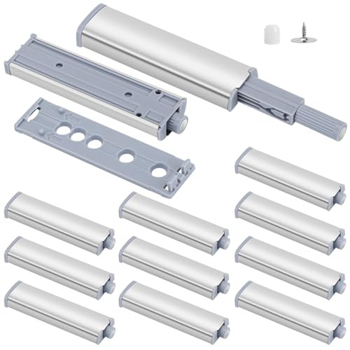 12 PCS Push to Open, Poussoir Porte Placard, Ouvre et Ferme avec Pression pour La Porte de L'armoire, Tiroir, Meuble et Placard
