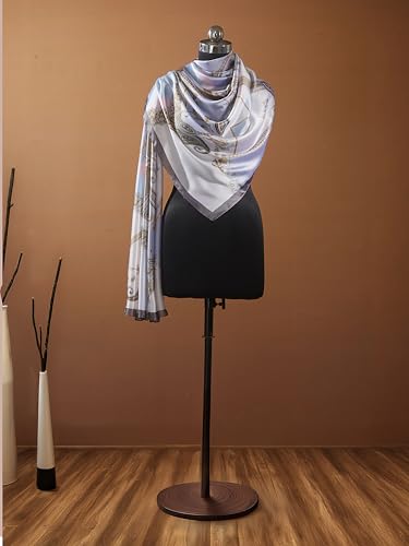 Image of Printed Poly Silken feel Scarf Stole for Women | Stylish, Soft, & Lightweight | Satin Feel Neck Scarf, Hair Scarf, Head Scarf for Women