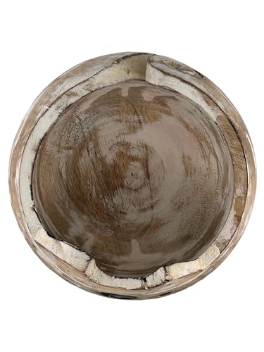 Image of Wooden Yarn Bowl for Crocheting Handmade Wool Storage Yarn Bowl with Holes Knitting Gifts for Women Crochet Accessories (5 inch x 3 inch - White)