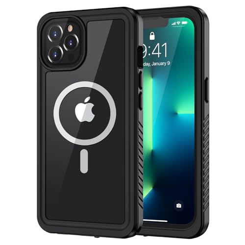 Lanhiem Magnetic for iPhone 13 Pro Case Waterproof Dustproof Cover [Built in Screen Protector] [Compatible with MagSafe] Full Body Heavy Duty Phone Case for iPhone 13 Pro - 6.1 (Black)