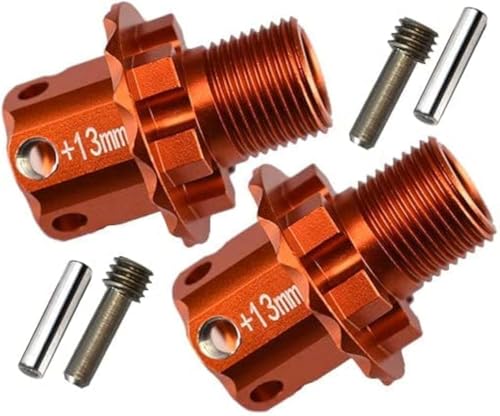 Aluminum Alloy +13mm Wide 17mm splined Wheel hubs Hex Adapters for Traxxas 1/8 4WD Sledge Monster Truck Replace 8654 2pcs - Orange