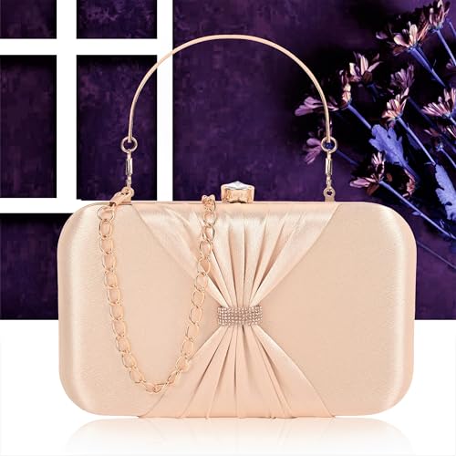 ADISA bow formal party clutch with gold chain for women and girls - Image 2