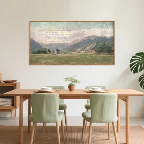 CHDITB Numbers 6:24-26 May The Lord Bless You Wall Art(40"x20"), Large Jesus Christian Bible Verse Scripture Canvas Artwork, Abstcat Watercolor Mountain Landscape Nature Decor for Home Dining Room Christ Gift by CHDITB - Image 5