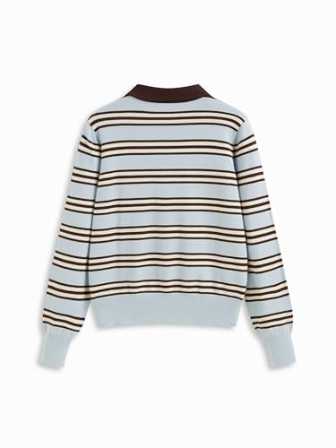 CIDER Polo de punto a rayas con cuello polo y mangas largas oversize miniatura 5