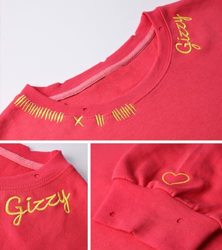 Custom Embroidered Hand Distressed Sweatshirt Personalized Crew Neck Sweatshirt Design Your Own Text Pattern for Women Men4