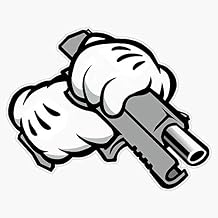 Ghetto Cartoon Hands With Gun Vinyl Waterproof Sticker Decal Car Laptop Wall Window Bumper Sticker 5"