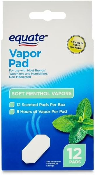 Equate Vapor Pad with Soothing Menthol Vapors, Non-Medicated Scented Pads for Vaporizers and Humidifiers, 12 Count