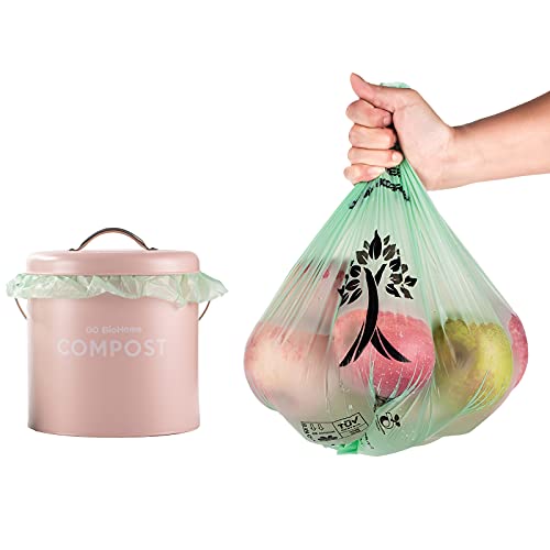 Compostable & Biodegradable Trash Bags, 3 Gallon,11.35 Liter, 100 Count, Extra Thick and Strong 0.75 Mils, Leak & Odor Control, Kitchen Garbage Waste Compost Bags, US BPI and Europe OK Compost Home highest Certified