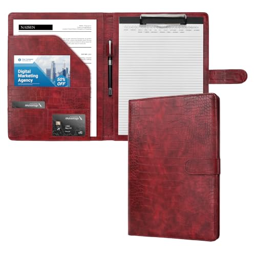 Image of Clipboard Folder Padfolio, Mymazn Writing Portfolio Faux Leather Clipboards with Cover for Legal Pad Holder Letter Size A4 8.5 x 12 for Business Conference Notepad Clip Boards