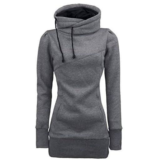 SHOBDW Mujer Liquidación Venta Sudadera con Capucha para de Color sólido Casual Fit Recta Invierno Manga Larga Tops Abrigos Chaqueta Sexy Vestidos Delgados (L, S-Gris)
