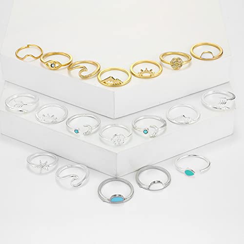 Harry And Henry Boho Stacking Rings For Teens Girls Aesthetic Rings Set Crystal Knuckle Rings For Women Retro Turquoise Gem Finger Ring Cute Stackable Rings Set Gift For Teen Girls thumb #4