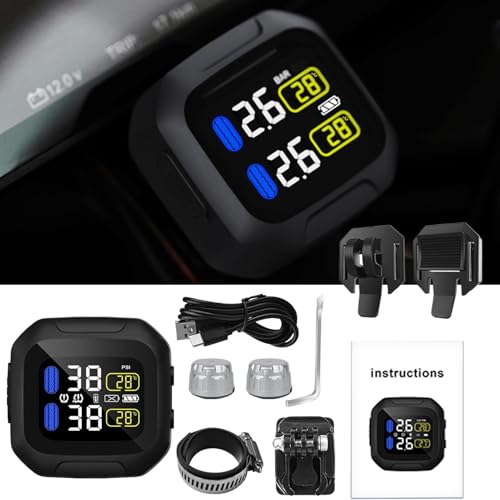 TPMS pour moto avec manomètre connecté et recharge solaire