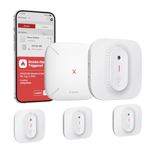 X-Sense Wi-Fi Smoke Alarms for Home with SBS50 Base Station, Wire...