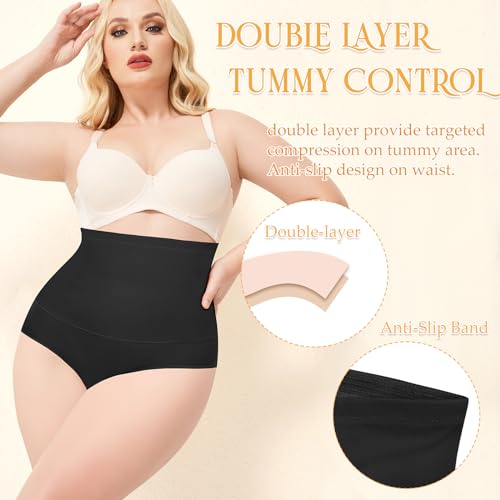 Image of Werena Women Tummy Control Shapewear Panties Shaping Underwear High Waist Body Shaper(#386 Basic Black, XXX-Large)