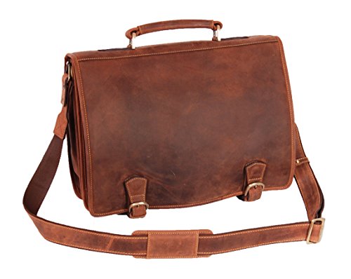 Mallette Homme Marron Large en cuir de style peau vintage sac business