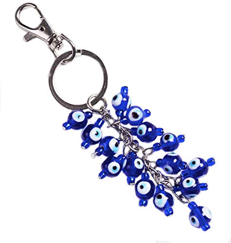 LUCKBOOSTIUM Schlüsselanhänger zum Aufhängen, Motiv: Glücksbringer mit bösem Blick, blau, Large Cover