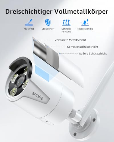 ANNKE Überwachungskamera Set mit Monitor, 5MP 4CH 7\ Zoll Touchscreen NVR Bildschrim mit 2pcs 5MP WiFi Kamera, 2-Wege-Audio, Personenerkennung, 30m Nachtsicht, App&Mail Alarm, 64GB SD Karte