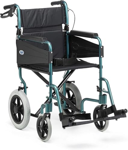Days Lightweight Wheelchair for Adults Lightweight Folding Wheelchair w/ Adjustable Footrests & Padded Seat Attendant-Propelled Wheel Chair for Daily Living Narrow 41 cm Seat Width Green