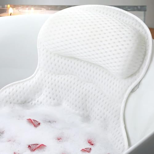 Lakshi Luxury Bath Pillow for Tub,Ultra-Soft 4D Mesh Fabric, Neck & Back Support with Non-Slip Suction Cups – Relaxing Spa Bath Accessories & Gifts