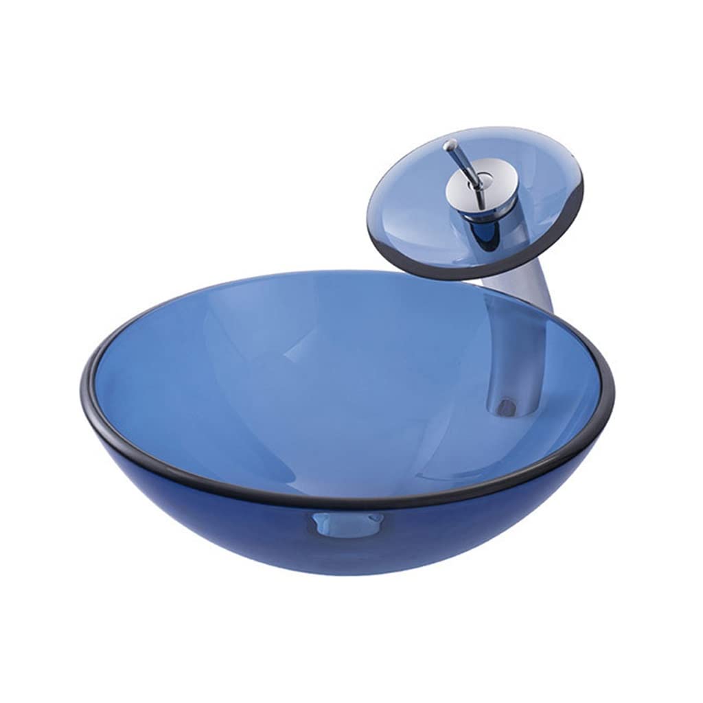 Bathroom Sink Countertop Bathroom Vessel Sink Tempered Glass Washbasin Blue Countertop Art Basin Counter Basin