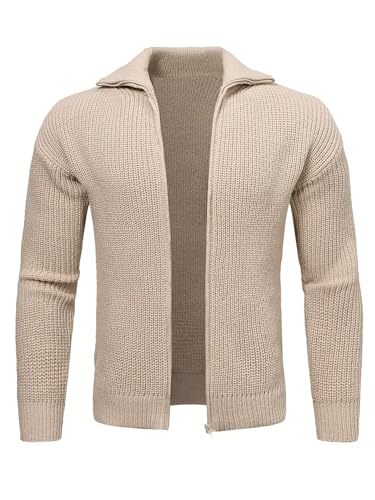 Men's Slim Fit Sweater Solid Zip Up Drop Shoulder Cardigan Plain4