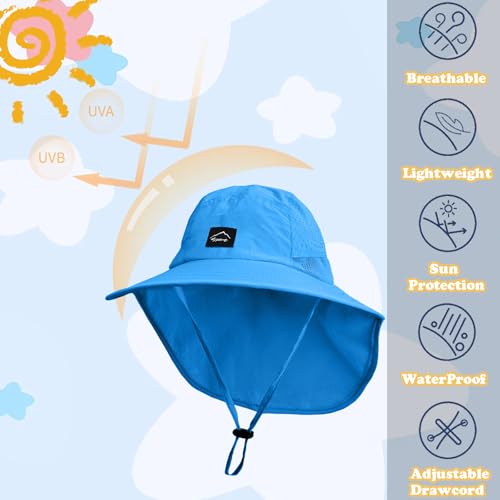 Image of ZOORON Kids Sun Hat with Neck Flap UPF 50+ Beach Hats for Baby Boys Girls