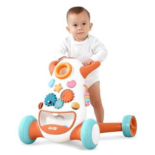 KÜB Andador Bebe Infantil Naranja | Correpasillos de Bebe con Centro de Actividades | Juguete para bebés | Juguete para Empujar y Aprender a Caminar | Ruedas con Bloqueo | Tacata Bebe + Meses