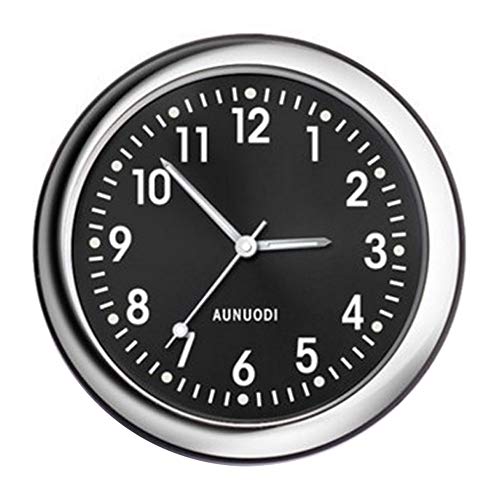 Motorraduhren, Aufklebbare Auto Armaturenbrett Uhr, Auto Air Vent Clip Uhr Automobil Leucht Dashboard Uhr, Uhr Runde analoge Quarzuhr für Auto Innendekoration kleine Wanduhr Home Decor, Schwarz