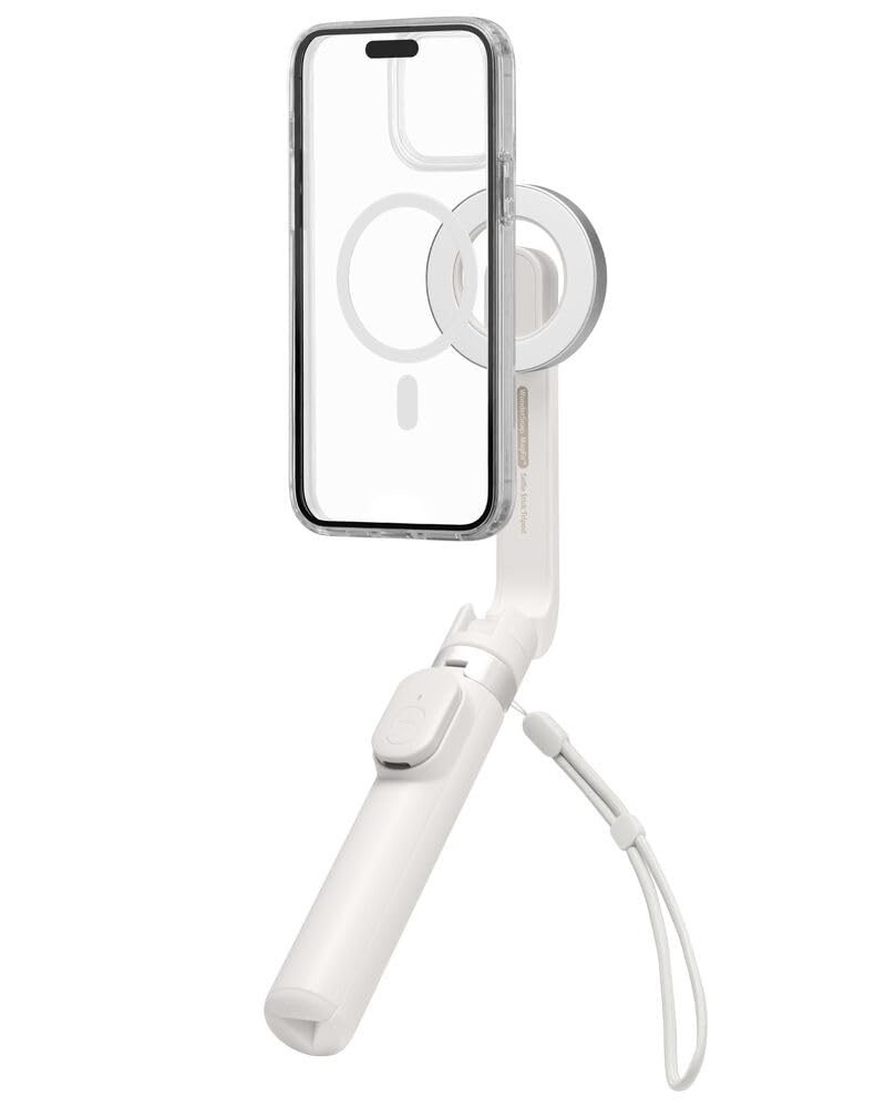 Spigen Bastone Selfie Compatibile con MagSafe Wondersnap MagFit S571W, Selfie Stick Bluetooth con Telecomando, Treppiede Magnetico Portatile per iPhone, Galaxy, Pixel, Xiaomi, GoPro etc - Dune Beige