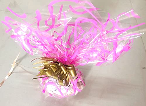 Image of 3A Featuretail 2o In x 26 In Wave Design Transparent Cellophane Sheets For Gift Wrap, Baskets Hampers, Flowers (25 Micron, Pack of 25) (Pink)