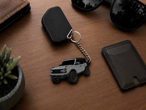 Image of Bronco Keychain Accessories 4 door key chain Fob Cover Cool Mods compatible with Ford Bronco 2022 2023 2024