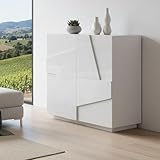 Dmora Credenza moderna a 2 ante, Made in Italy, Madia da cucina, Buffet di design da soggiorno, cm 81x44h86, colore Bianco lucido