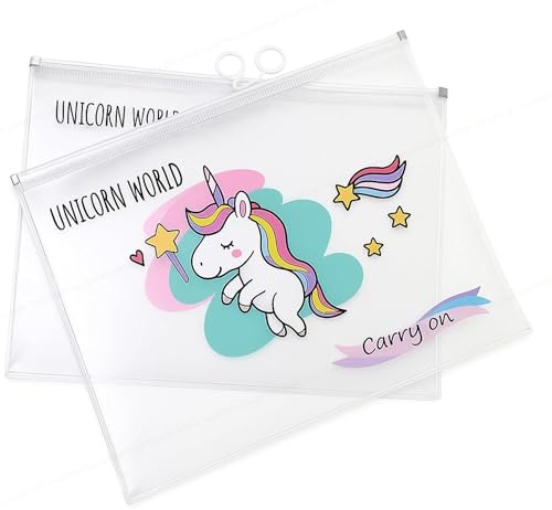 Image of ECLET Designer Pack of 4 Unicorn Transparent Pencil Pouches | Multipurpose Zipper Pen Pencil Case for Kids Return Gifts um