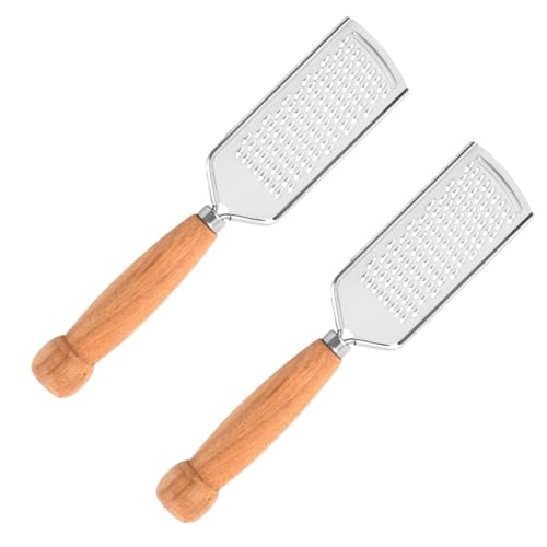Housoutil Râpe à Légumes en Acier Inoxydable 2 Pièces Manche en Bois, Trancheuse à Chocolat et Coupe-beurre Multifonction, Ustensile Cuisine Pratique pour Fromage, Pommes de Terre