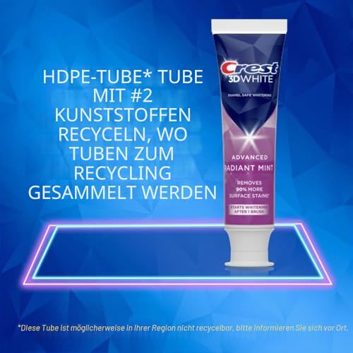 Crest 3D White Radiant Mint, Zahnpasta mit strahlendem Minzgeschmack, 107 g, 3 Stück – Ansicht 4