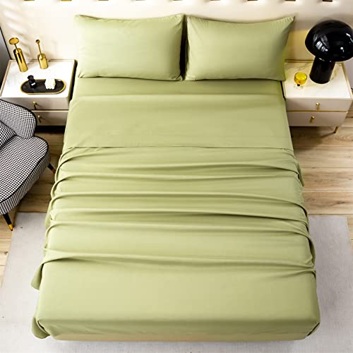 Bedlifes Full Size Sheet Sets- Ultra Soft-Luxury-Breathable-16 Deep Pocket- 1800 Thread Count Percale Egyptian Microfiber Bed Sheets Wrinkle, Fade And Stain Resistant Full Size Sage Green 4 Pieces #TOP2