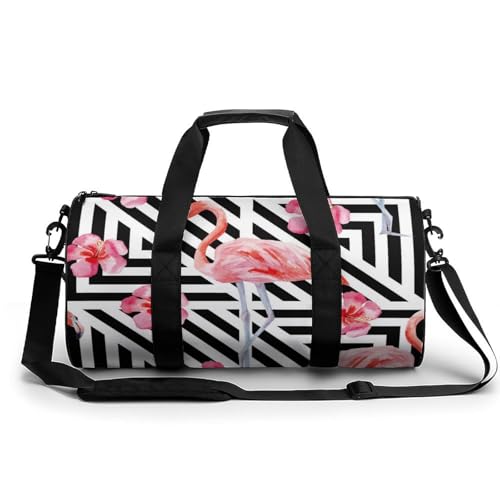 Sac de sport gym flamant rayé - Grand sac de voyage et duffel bag camping randonnée
