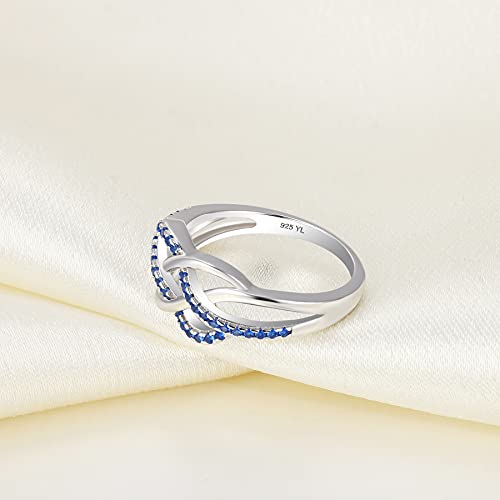 Yl DL71110Q-SIZE8 Celtic Knot Rings 925 Sterling Silver Twisted Knot Ring 18K White Gold Plated Created Sapphire Infinity Statement Rings-Size8 thumb #5