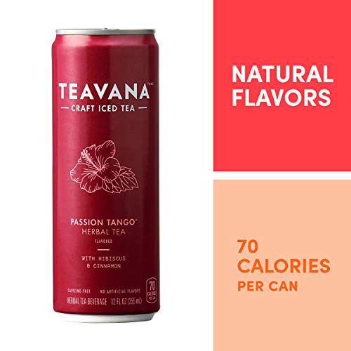 Teavana Craft Passion Tango Iced Natural Herbal Tea with Apple, Lemongrass, Cinnamon, Hibiscus Flavor 12 Fl. Oz. Cans (Pack of 12)