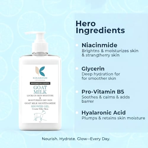 Image of Goat Milk Body Wash 300ml | Moisturizing & Deep Cleansing Shower Gel | Hydrating Body Cleanser | Helps Remove Dirt, Oil & Body Acne | Suitable for All Skin Types
